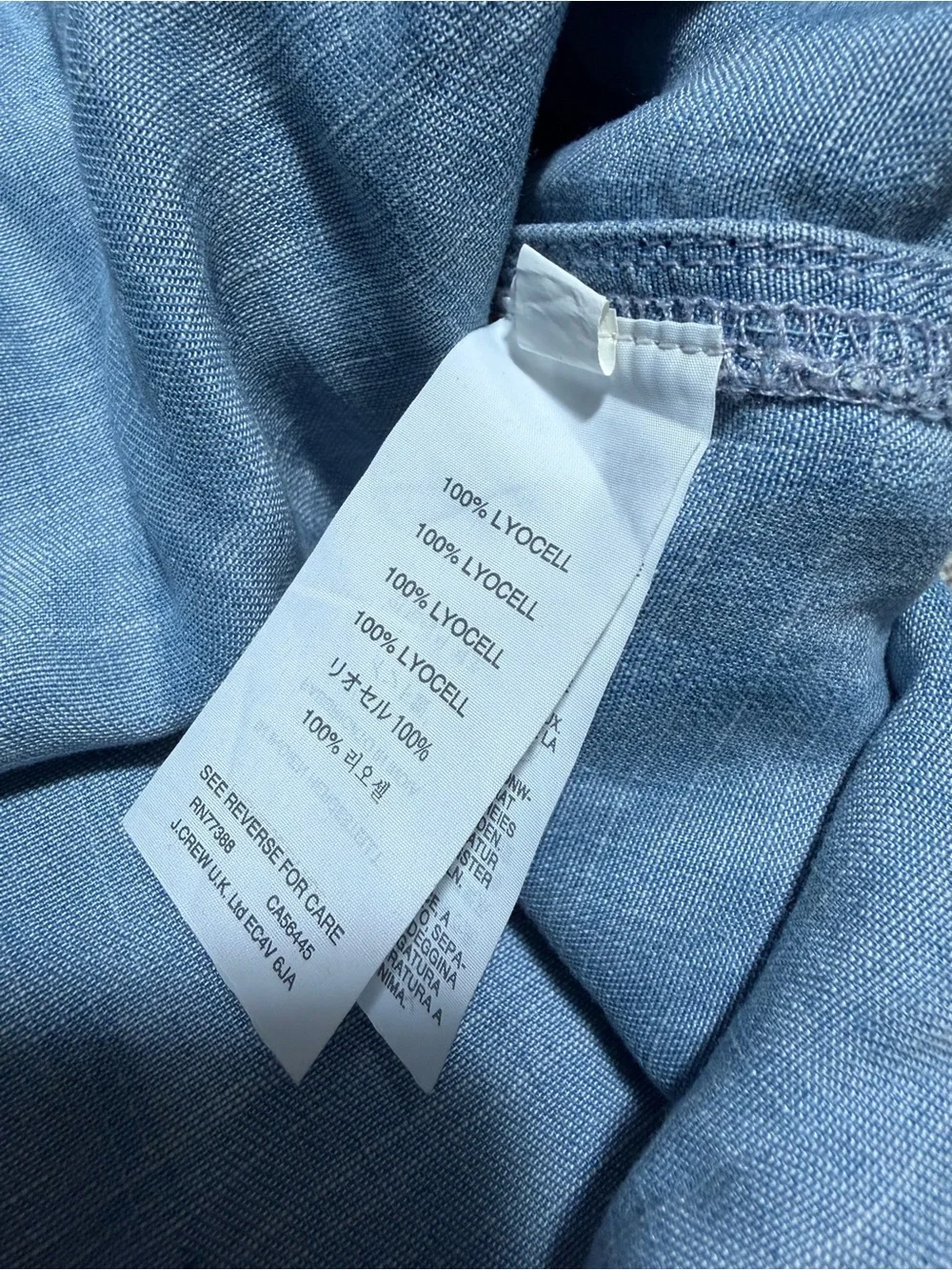 J Crew Chambray Popover Blouse Top Women’s 6 Blue Long Sleeve Lyocell